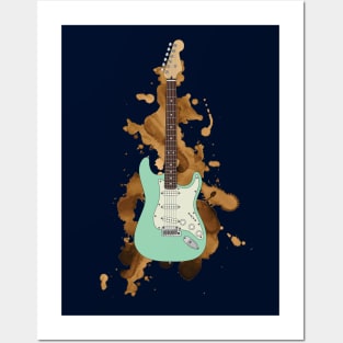 S-Style Electric Guitar Surf Green Color Posters and Art